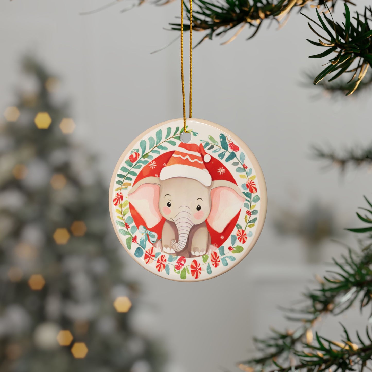 Baby Elephant Decorative Ceramic Ornaments, Double-Sided (1pc, 3pcs, 5pcs, 10pcs)