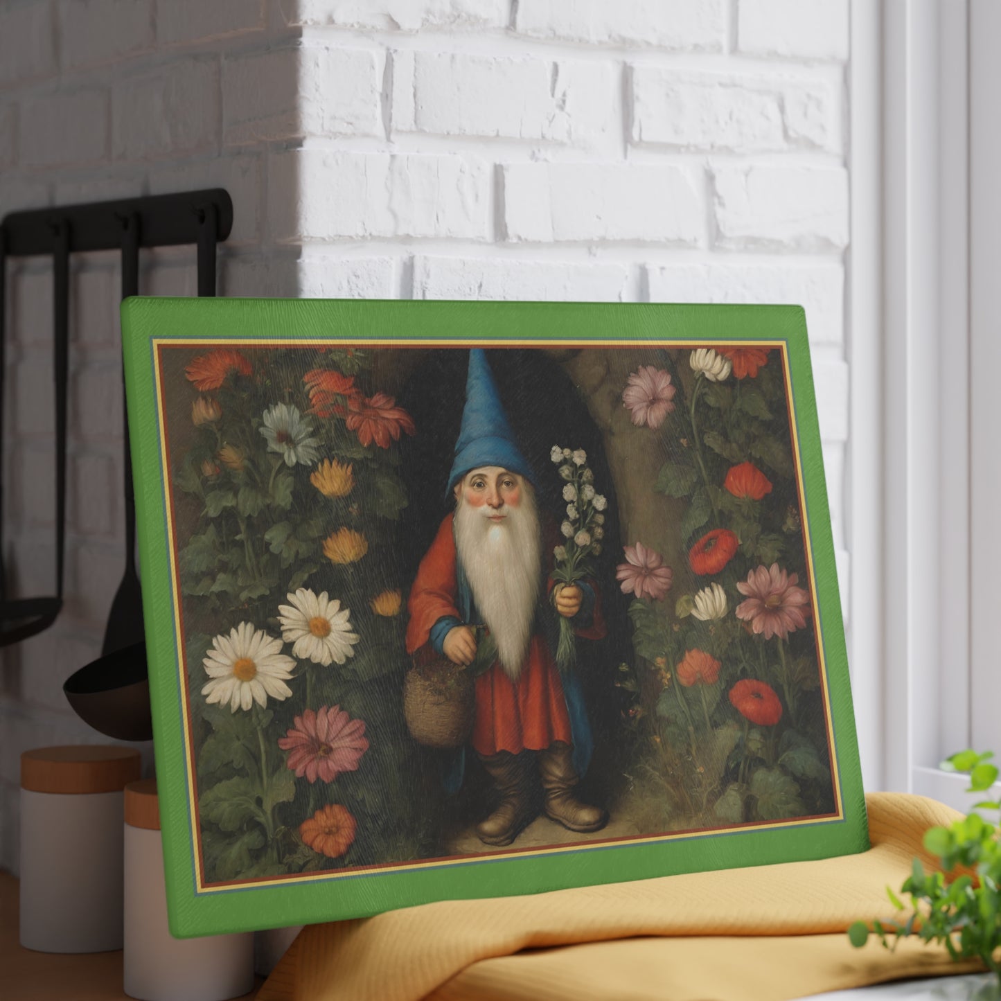 Vintage Gnome Glass Cutting Board