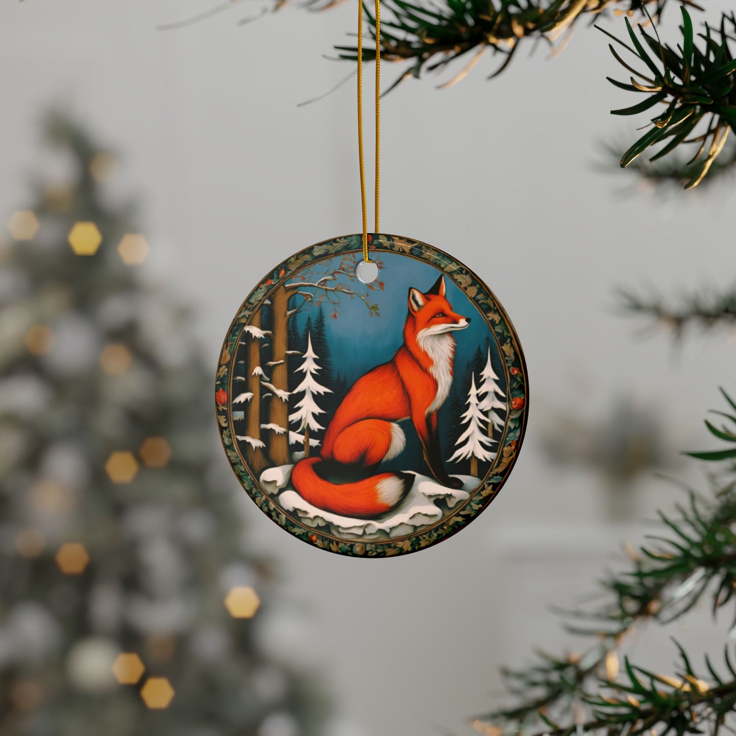 Cottage Fox Ceramic Ornaments, 2-Side Print, (1pc, 3pcs, 5pcs, 10pcs)