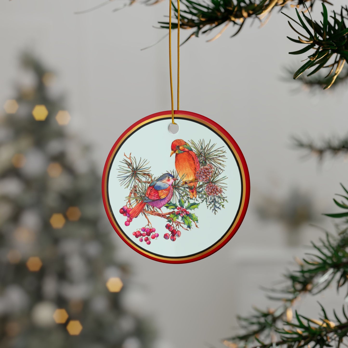 Holiday Birds Ceramic Ornaments (1pc, 3pcs, 5pcs, 10pcs)