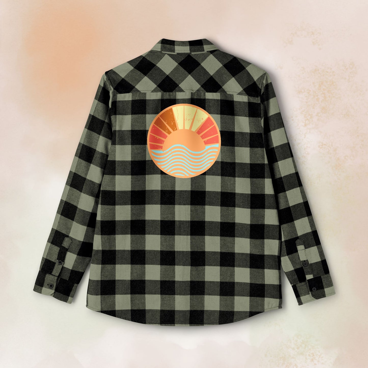 Retro Sunrise Unisex Flannel Shirt