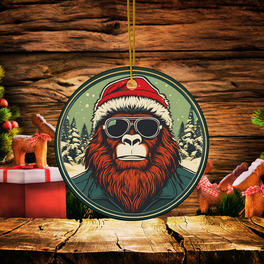 Retro Sasquatch Yeti Big Foot Ceramic Ornaments, 2-Side Print, (1pc, 3pcs, 5pcs, 10pcs)