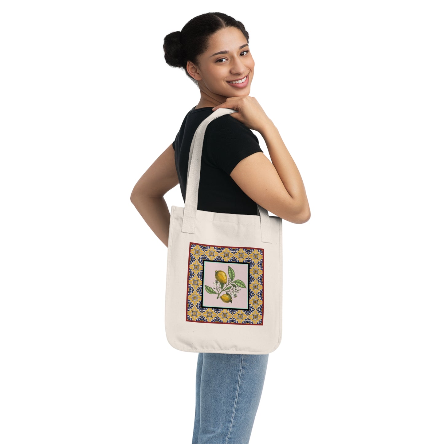 Vintage Lemon Design- Organic Canvas Tote Bag