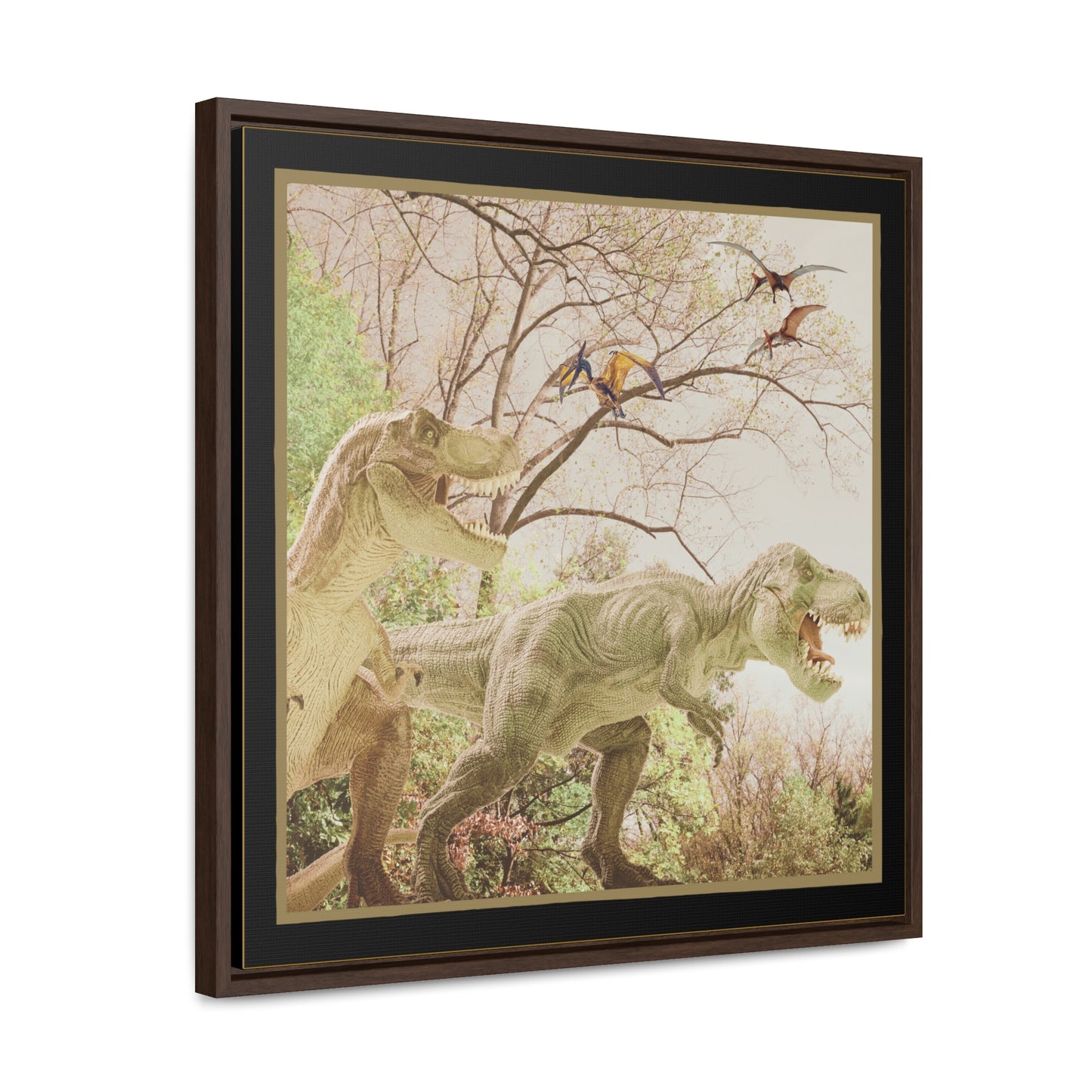 Prehistoric Dinosaurs Framed Canvas