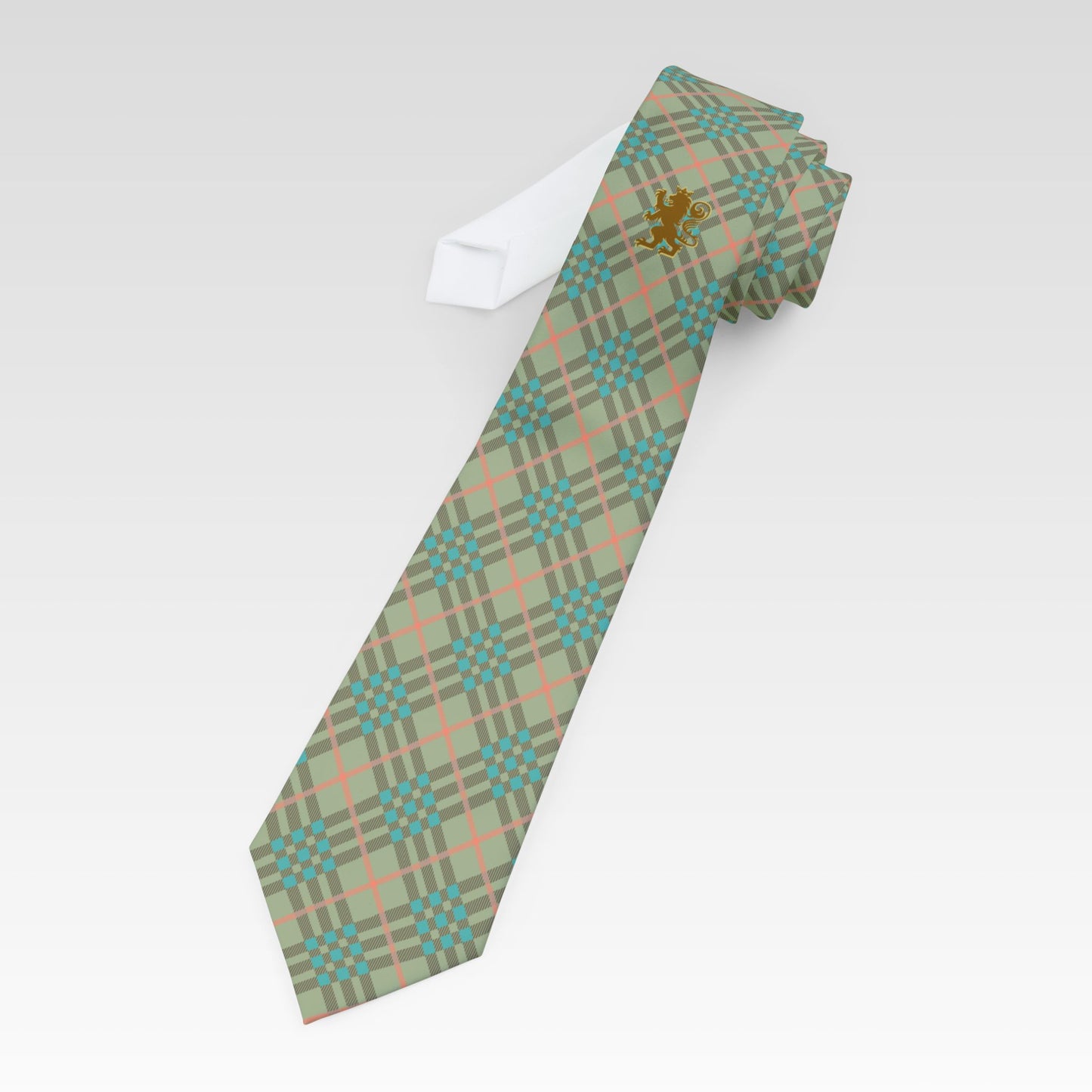 Men's Elegant Plaid Lion Necktie