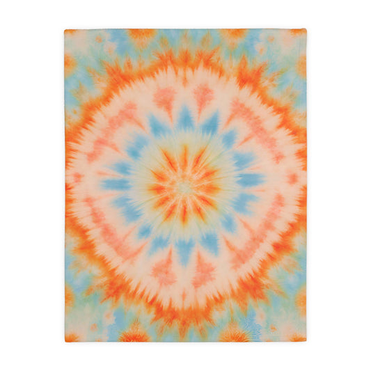 Soft Pastel Tie Dye Velveteen Microfiber Blanket (Two-sided print)