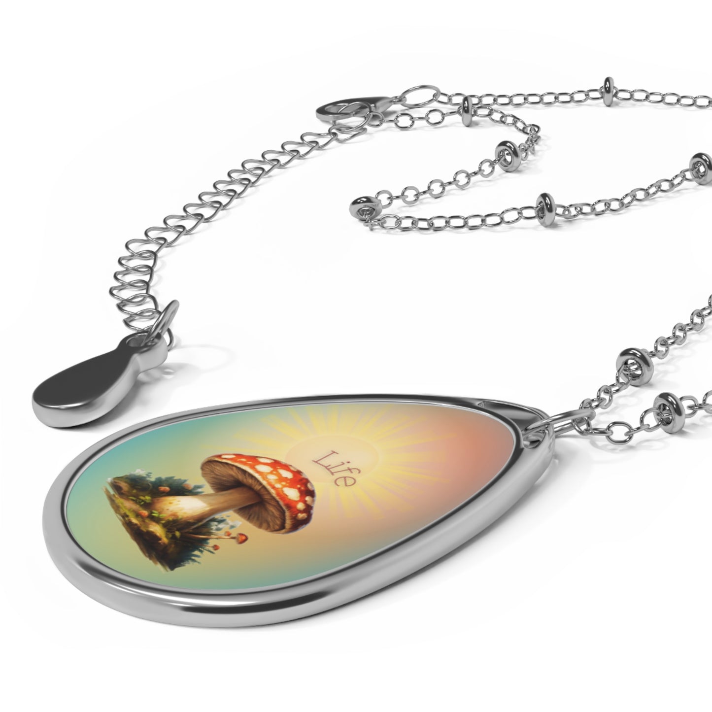 Retro Life Mushroom Oval Necklace