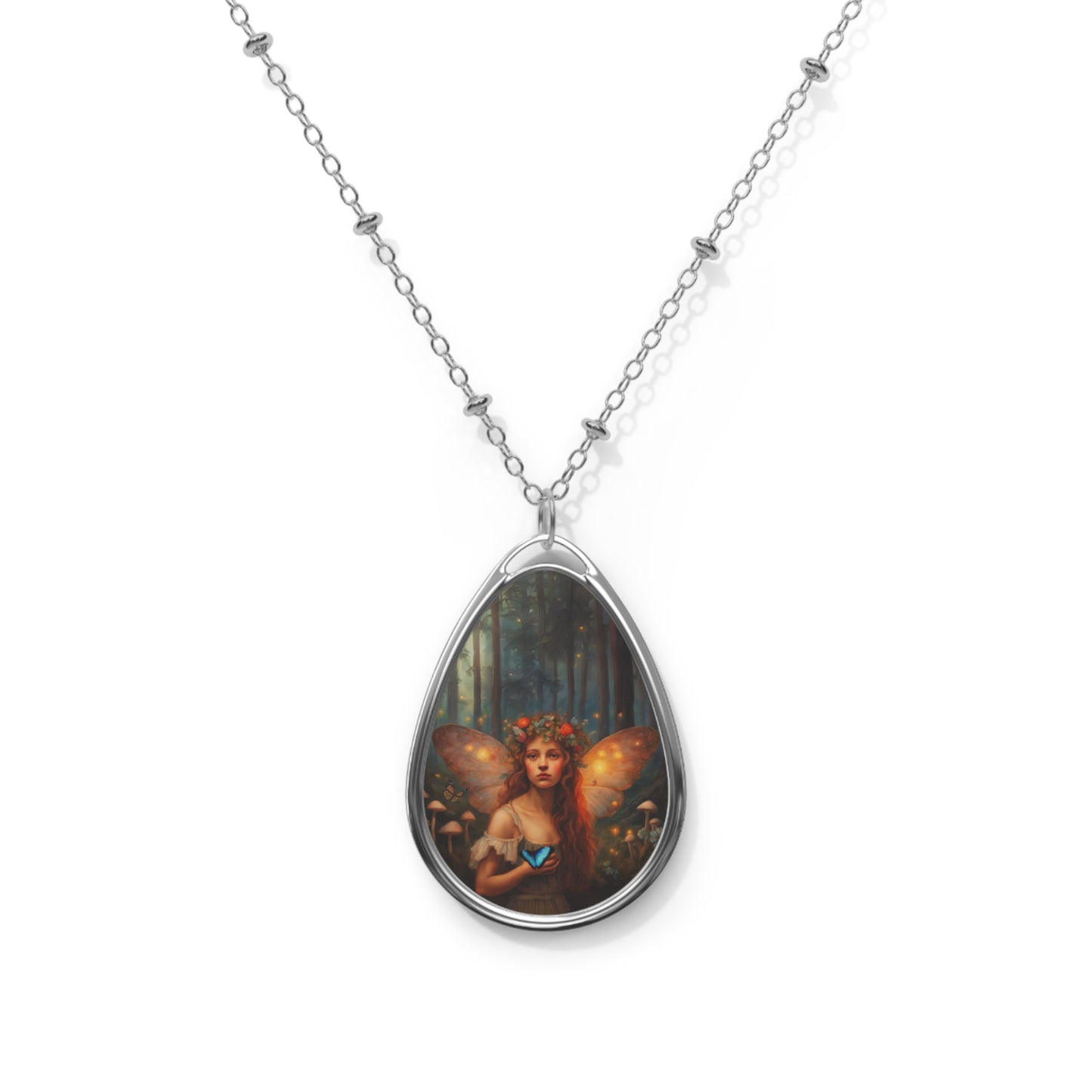 Fairy Pendant Oval Necklace