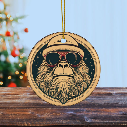 Retro Big Foot Sasquatch Yeti Ceramic Ornaments, 2-Side Print, (1pc, 3pcs, 5pcs, 10pcs)