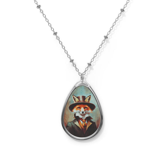 Retro Fox Oval Necklace