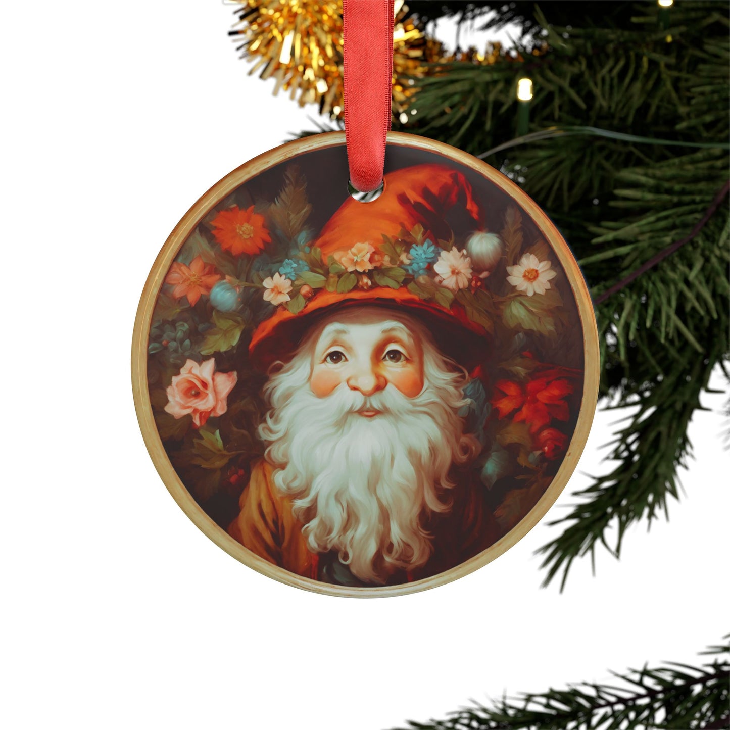 Christmas Gnome Acrylic Ornament with Ribbon