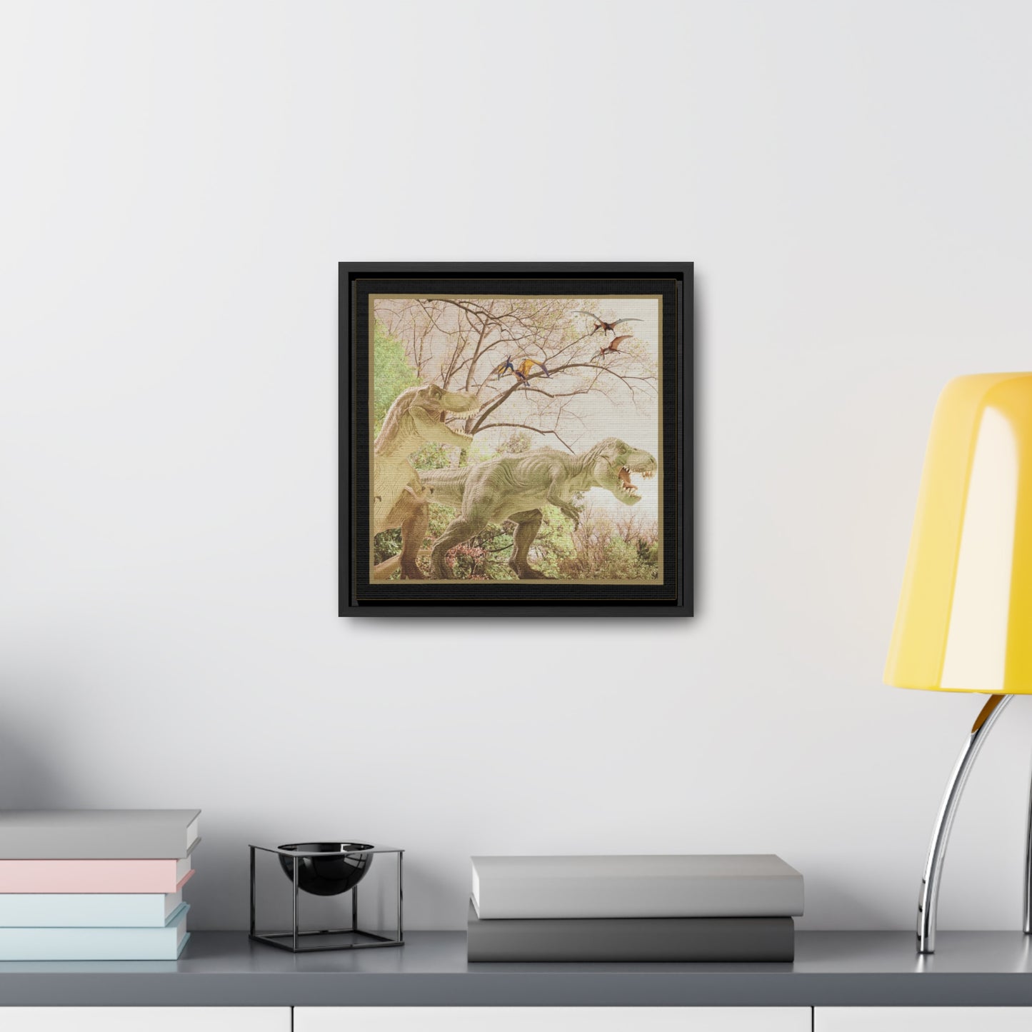 Prehistoric Dinosaurs Framed Canvas