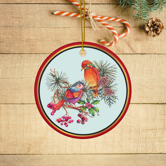 Holiday Birds Ceramic Ornaments (1pc, 3pcs, 5pcs, 10pcs)