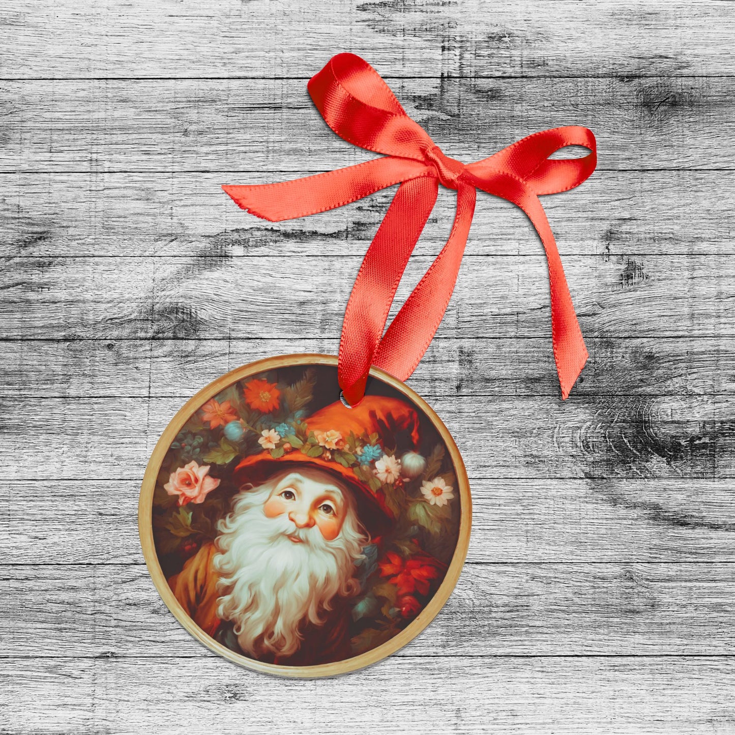 Christmas Gnome Acrylic Ornament with Ribbon