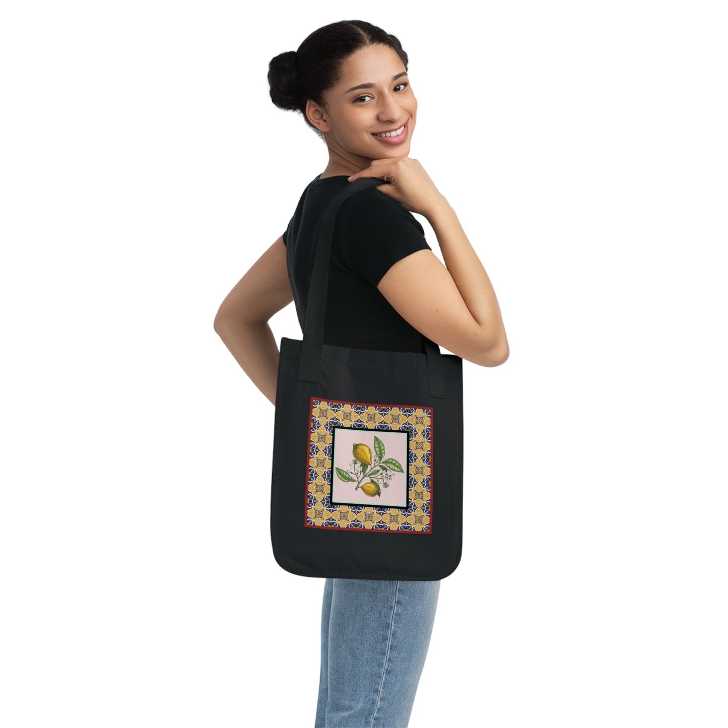 Vintage Lemon Design- Organic Canvas Tote Bag