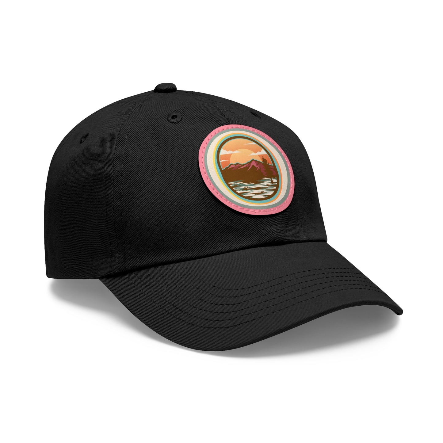 Dad Hat with Leather Patch (Round)