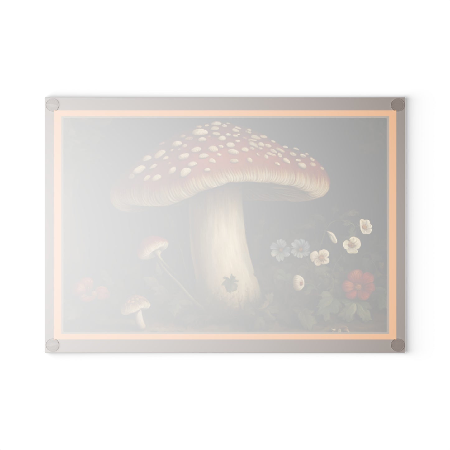 Retro Elegant Mushroom Glass Cutting Board