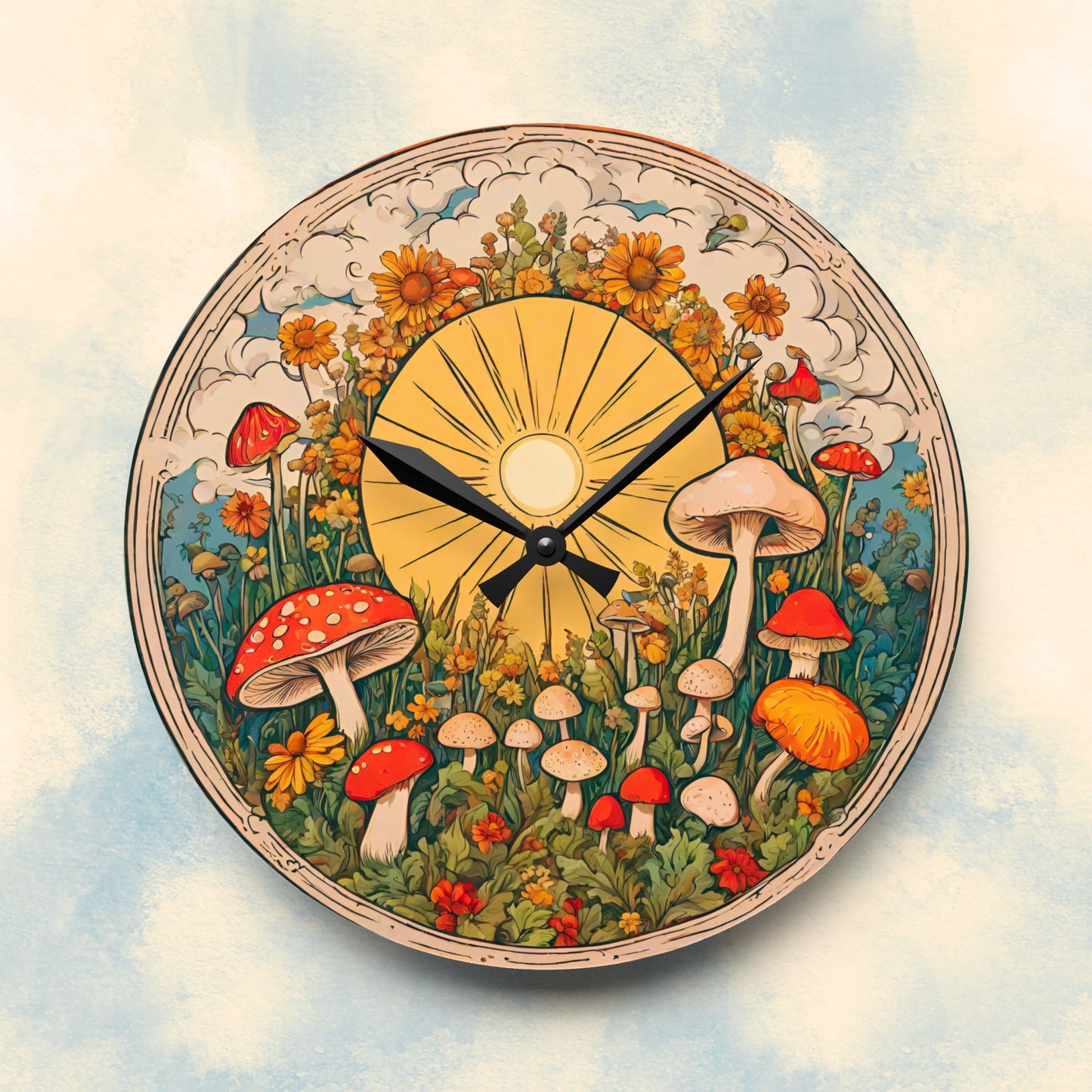 Retro Mushroom Acrylic Wall Clock