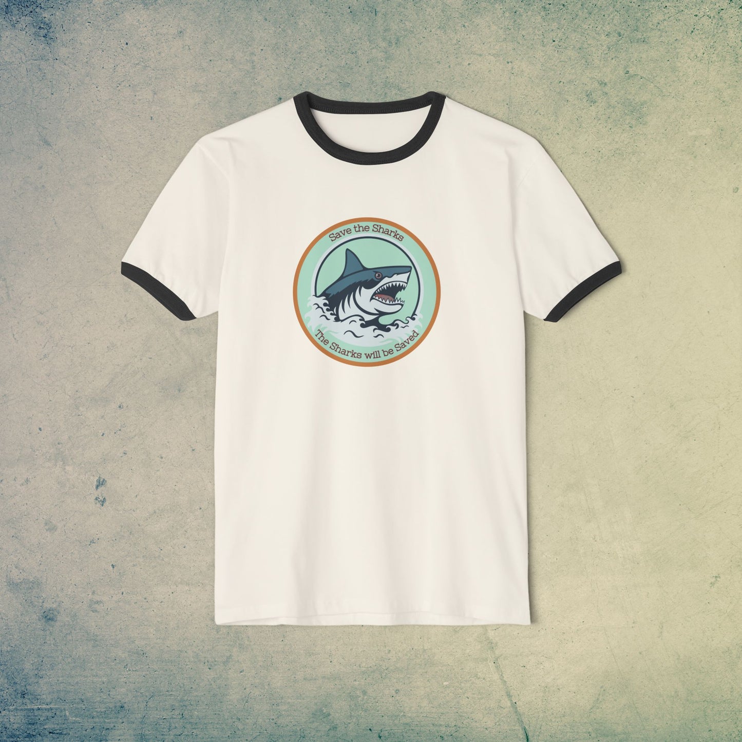 Save the Sharks Surf Unisex Cotton Ringer T-Shirt