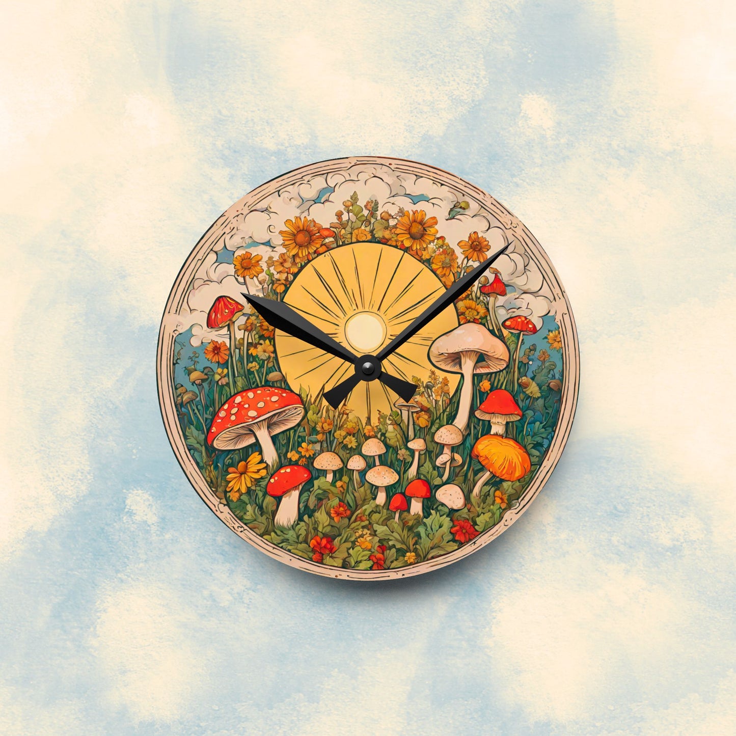 Retro Mushroom Acrylic Wall Clock