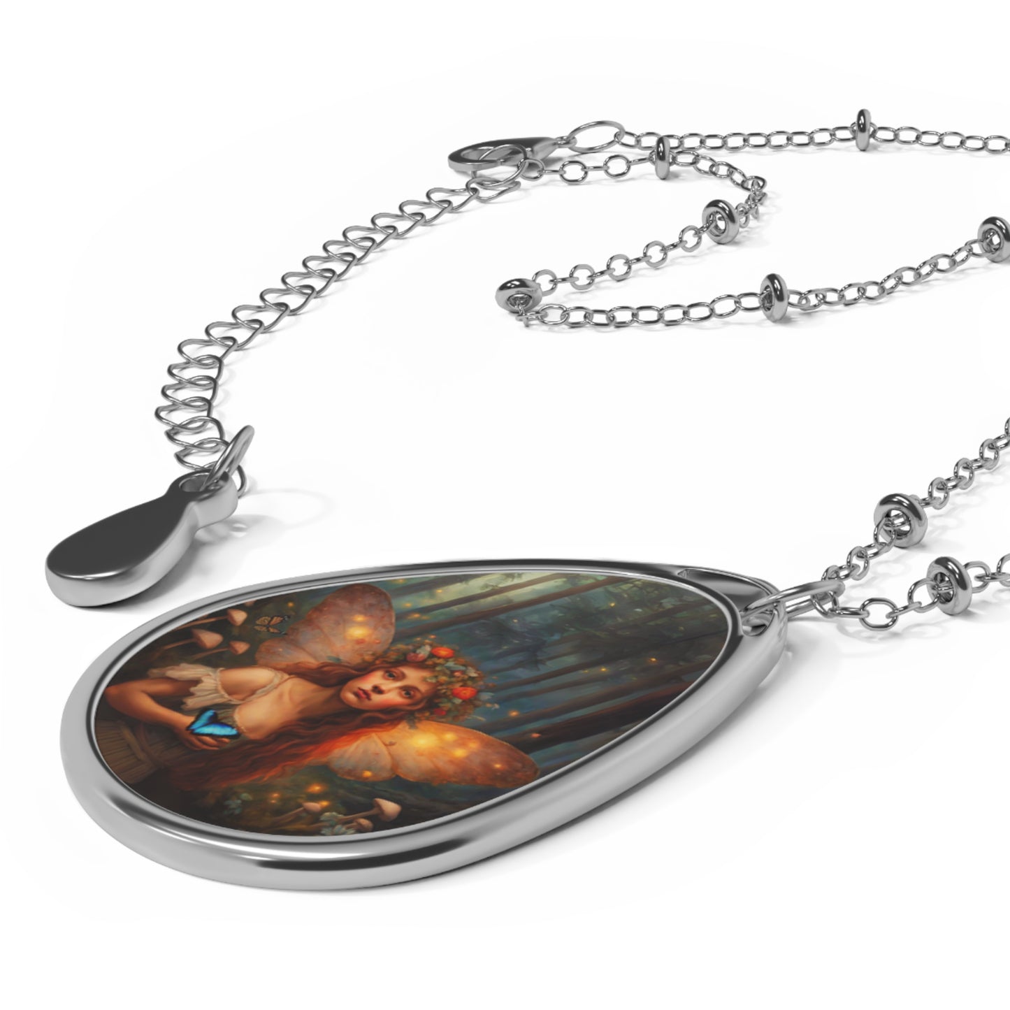 Fairy Pendant Oval Necklace