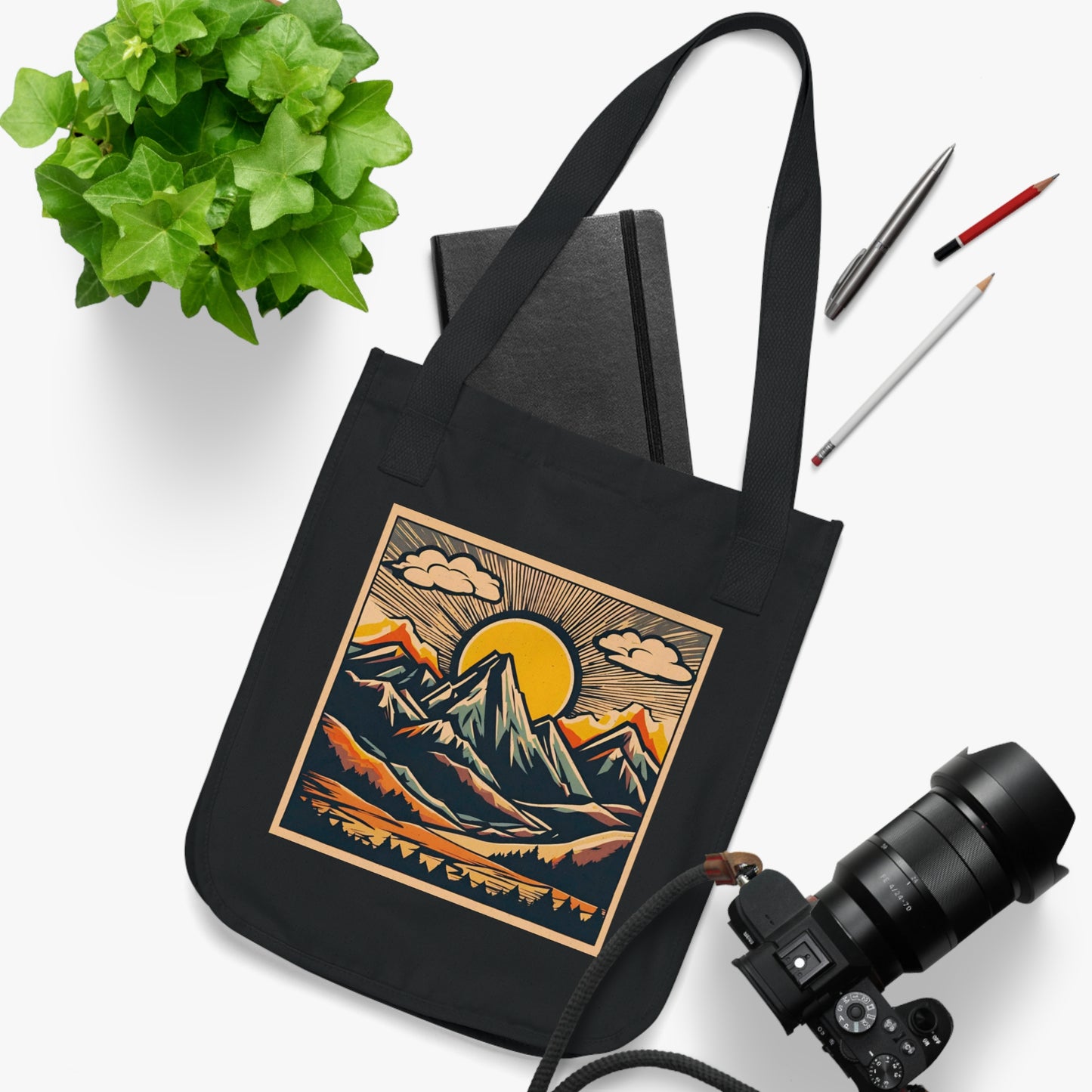 Vintage Sun and Mountain Organic Canvas Tote Bag