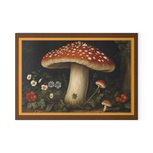 Retro Elegant Mushroom Glass Cutting Board