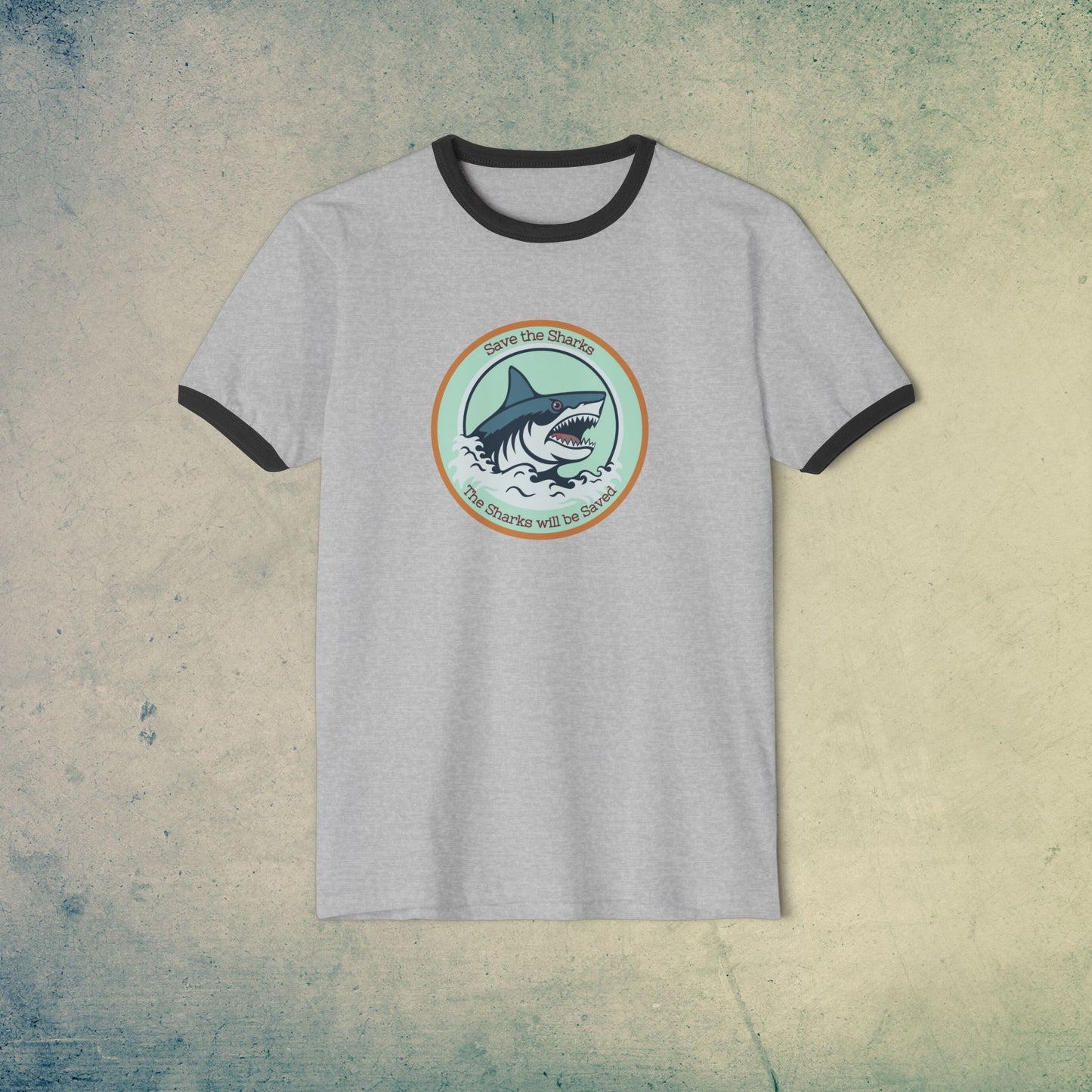 Save the Sharks Surf Unisex Cotton Ringer T-Shirt