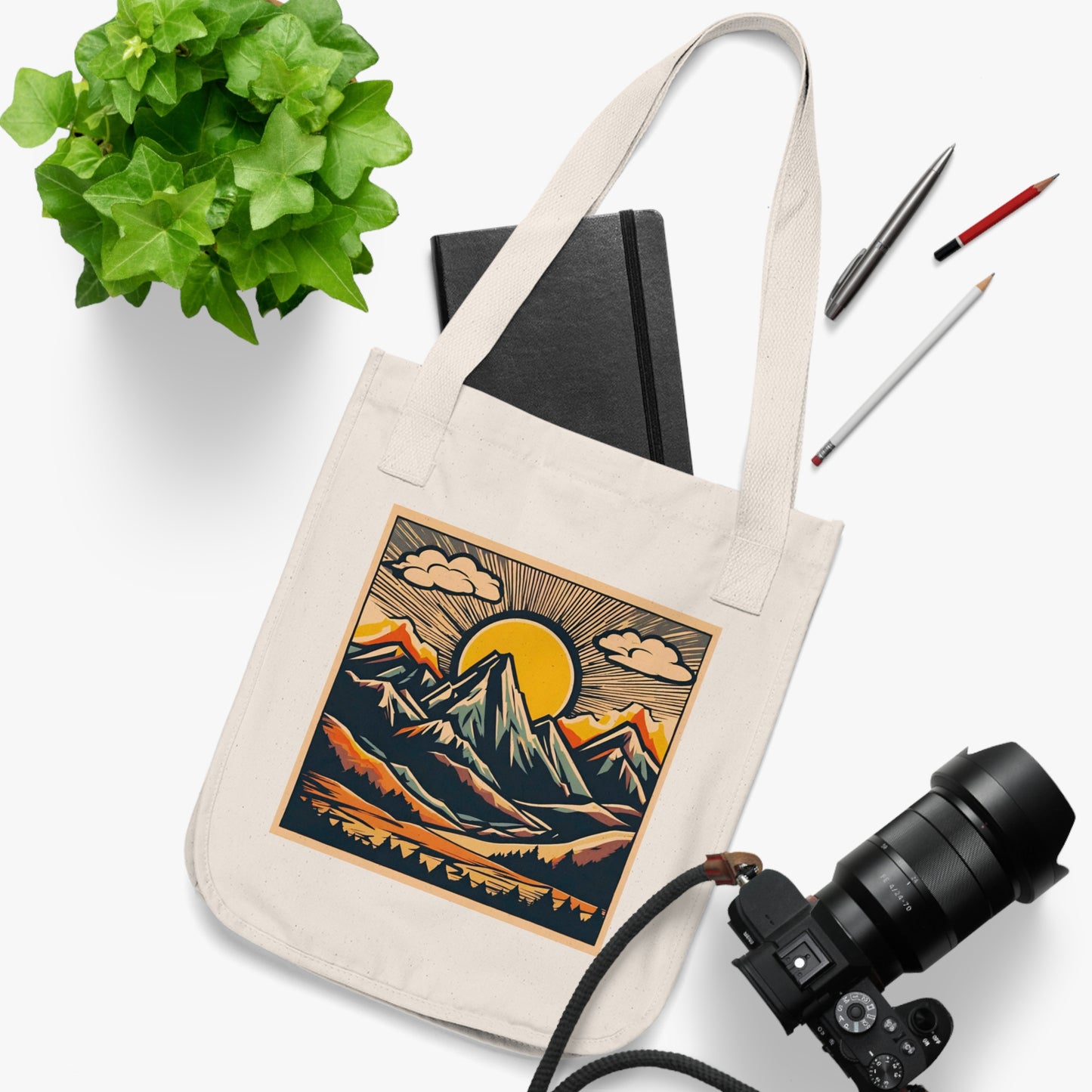 Vintage Sun and Mountain Organic Canvas Tote Bag