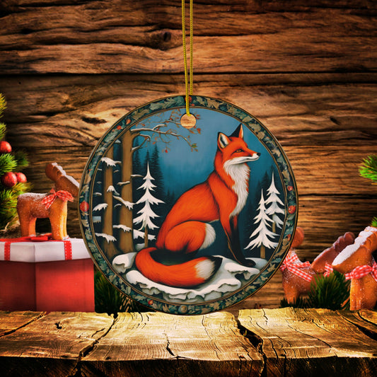 Cottage Fox Ceramic Ornaments, 2-Side Print, (1pc, 3pcs, 5pcs, 10pcs)