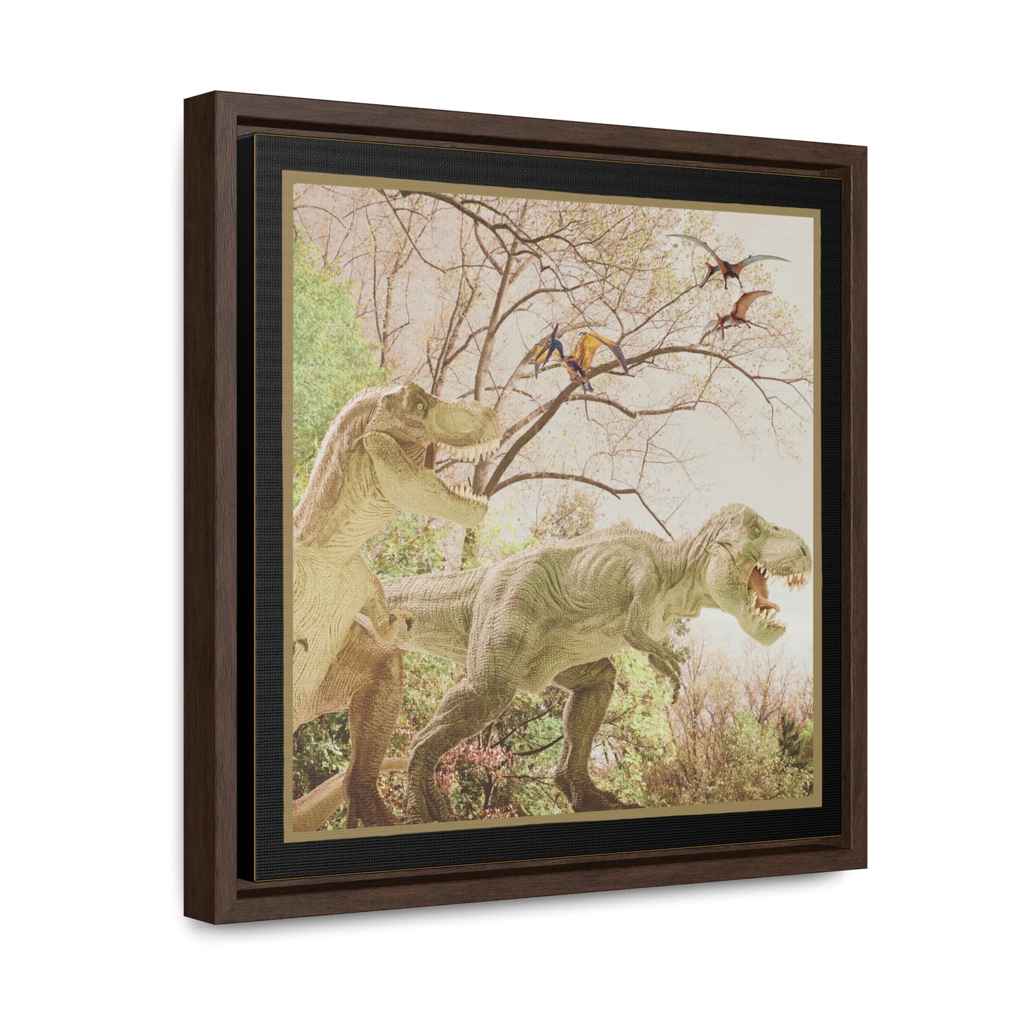 Prehistoric Dinosaurs Framed Canvas