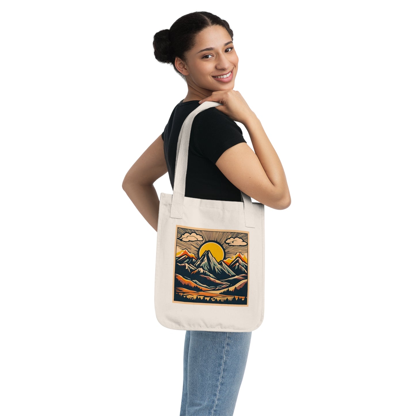 Vintage Sun and Mountain Organic Canvas Tote Bag