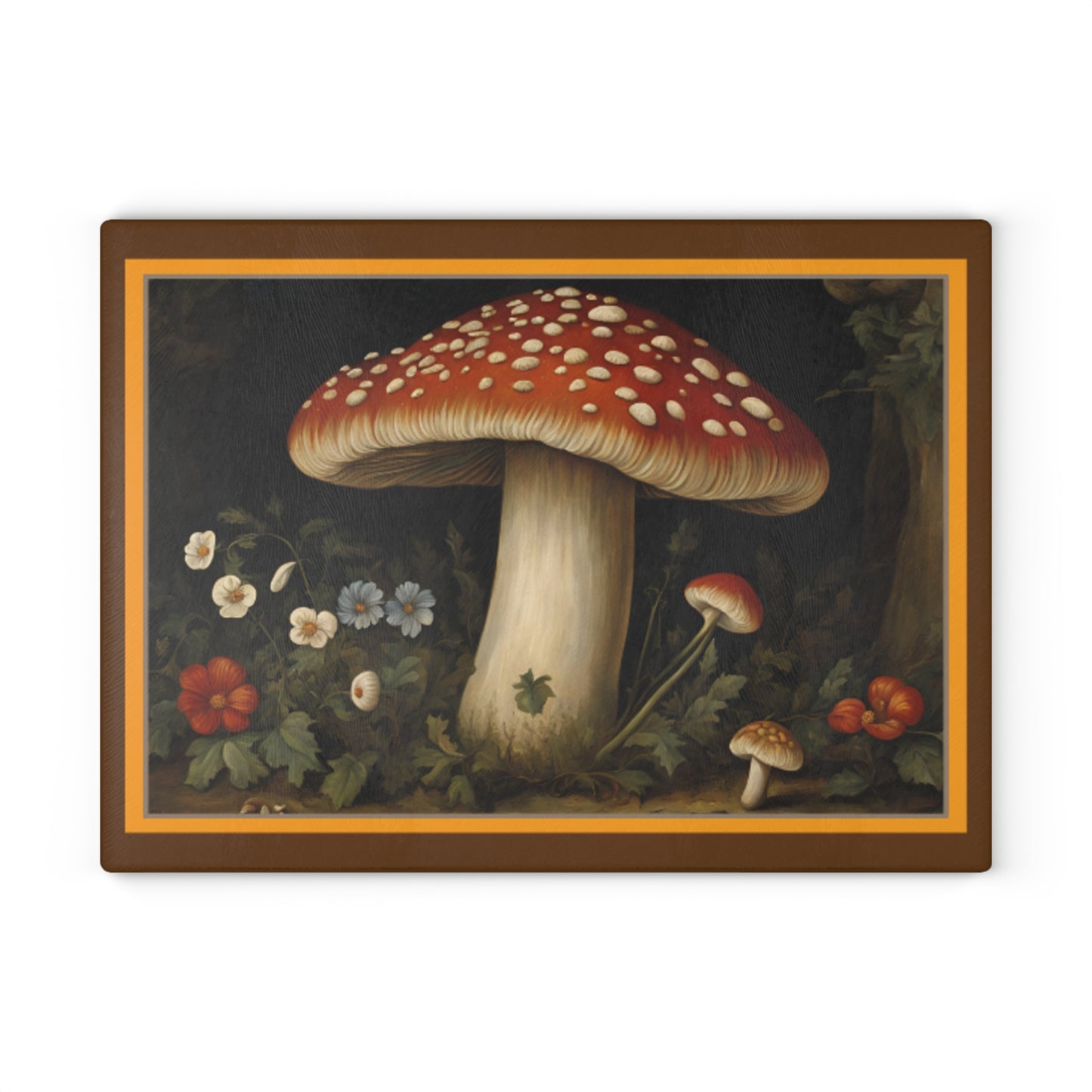 Retro Elegant Mushroom Glass Cutting Board