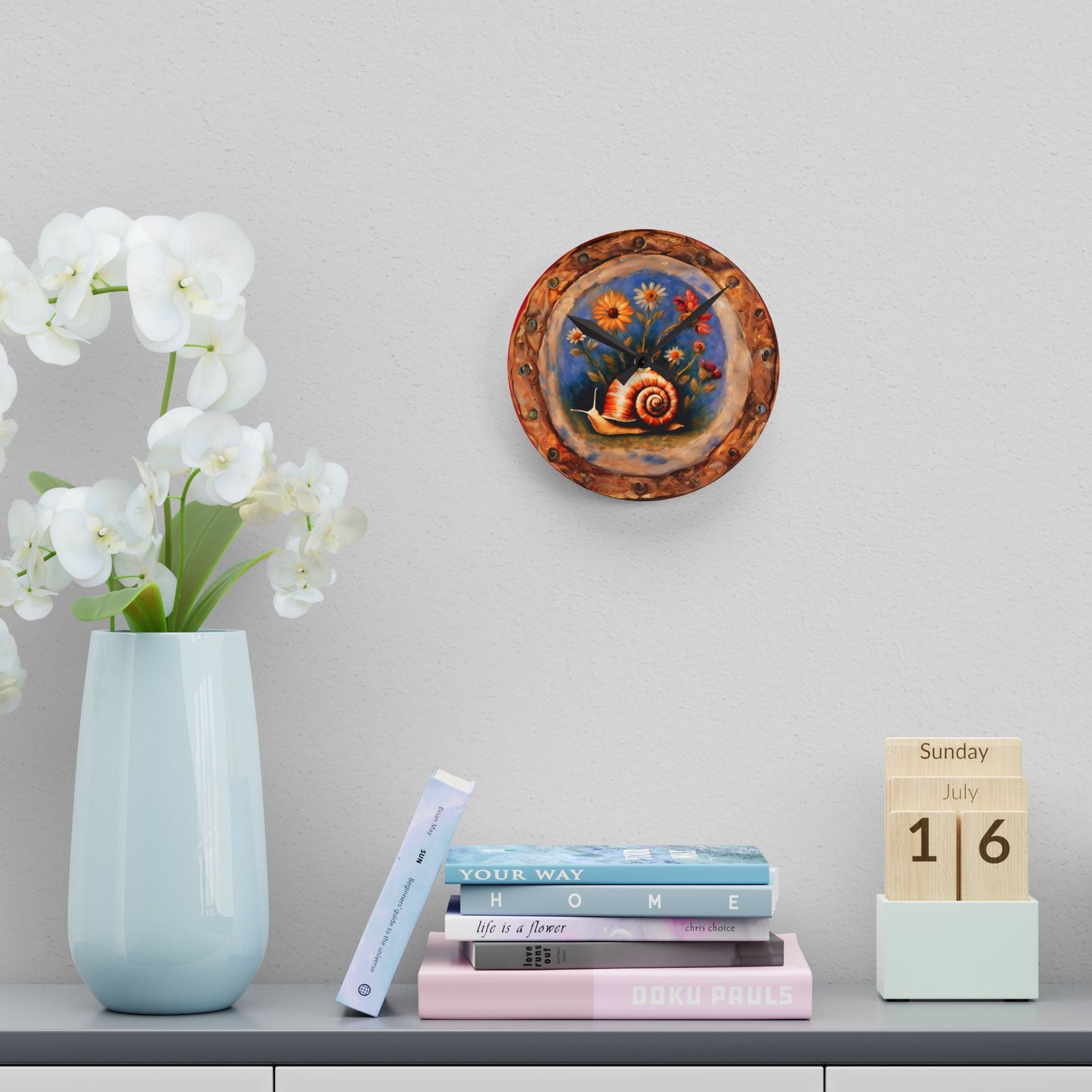 Garden Snail Acrylic Wall Clock