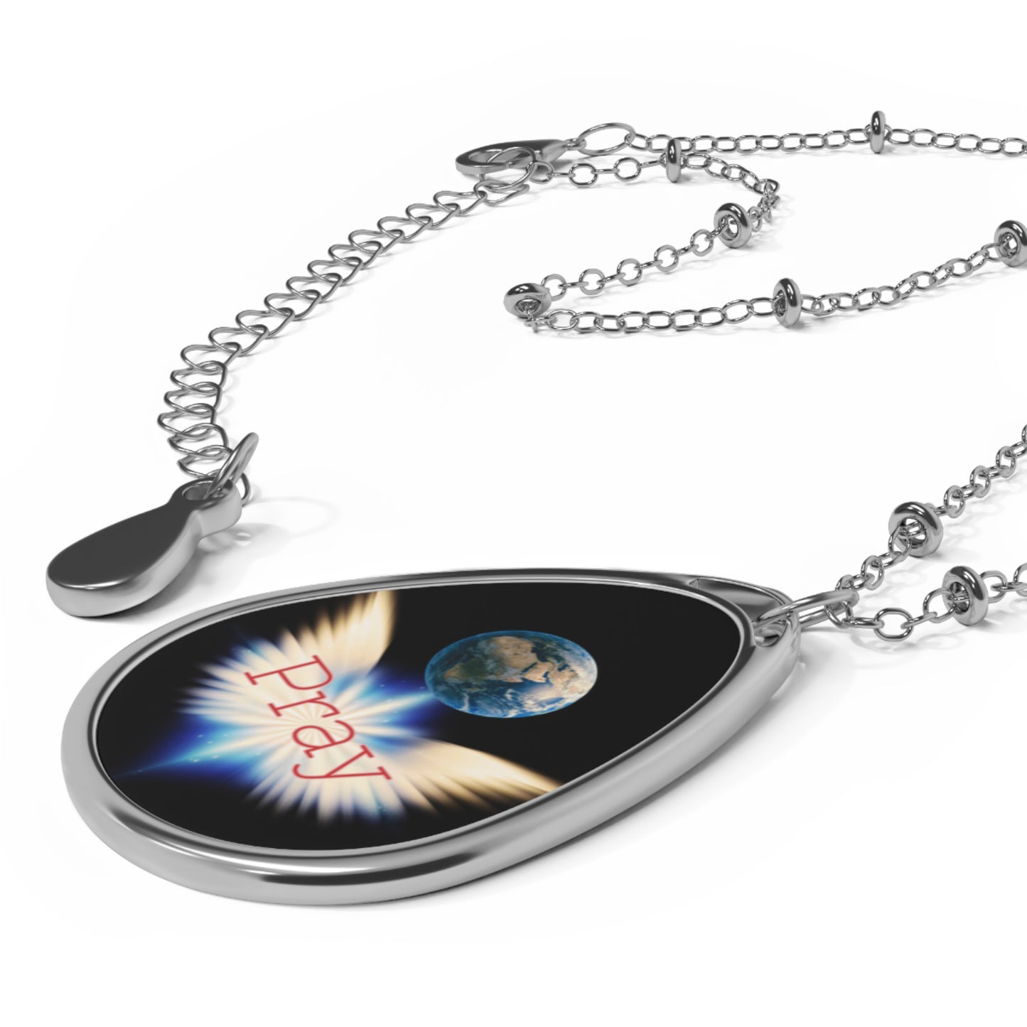 Pray Pendant Oval Necklace