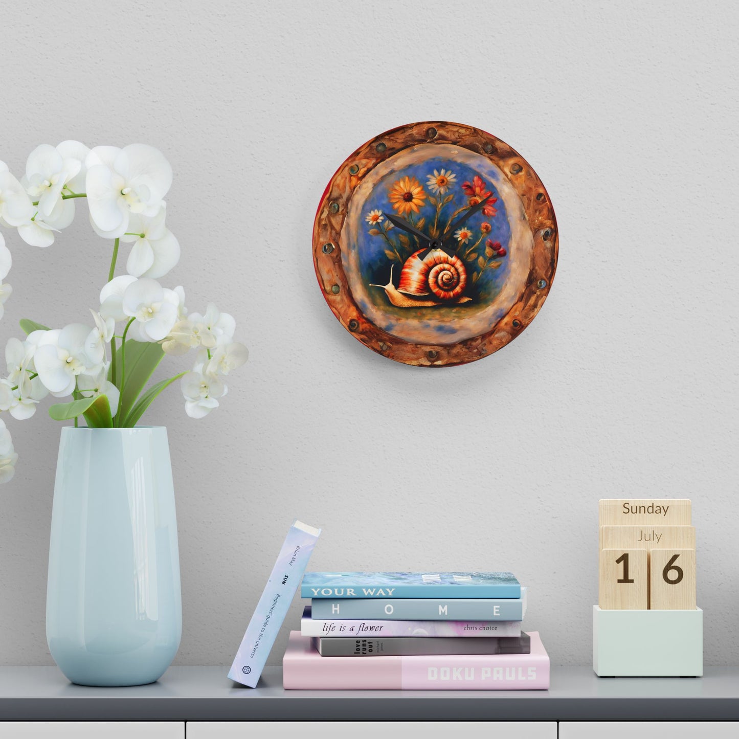 Garden Snail Acrylic Wall Clock