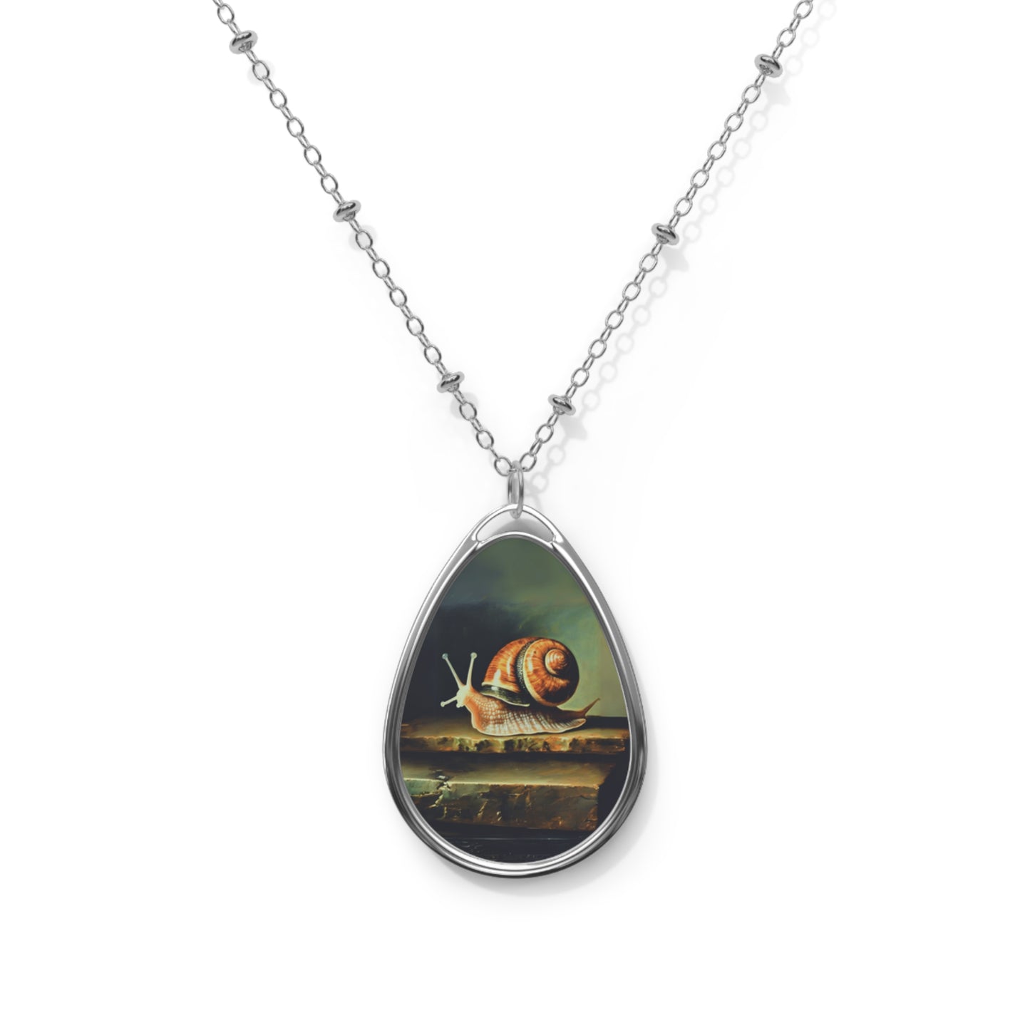 Vintage Retro Snail Oval Necklace