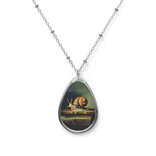 Vintage Retro Snail Oval Necklace