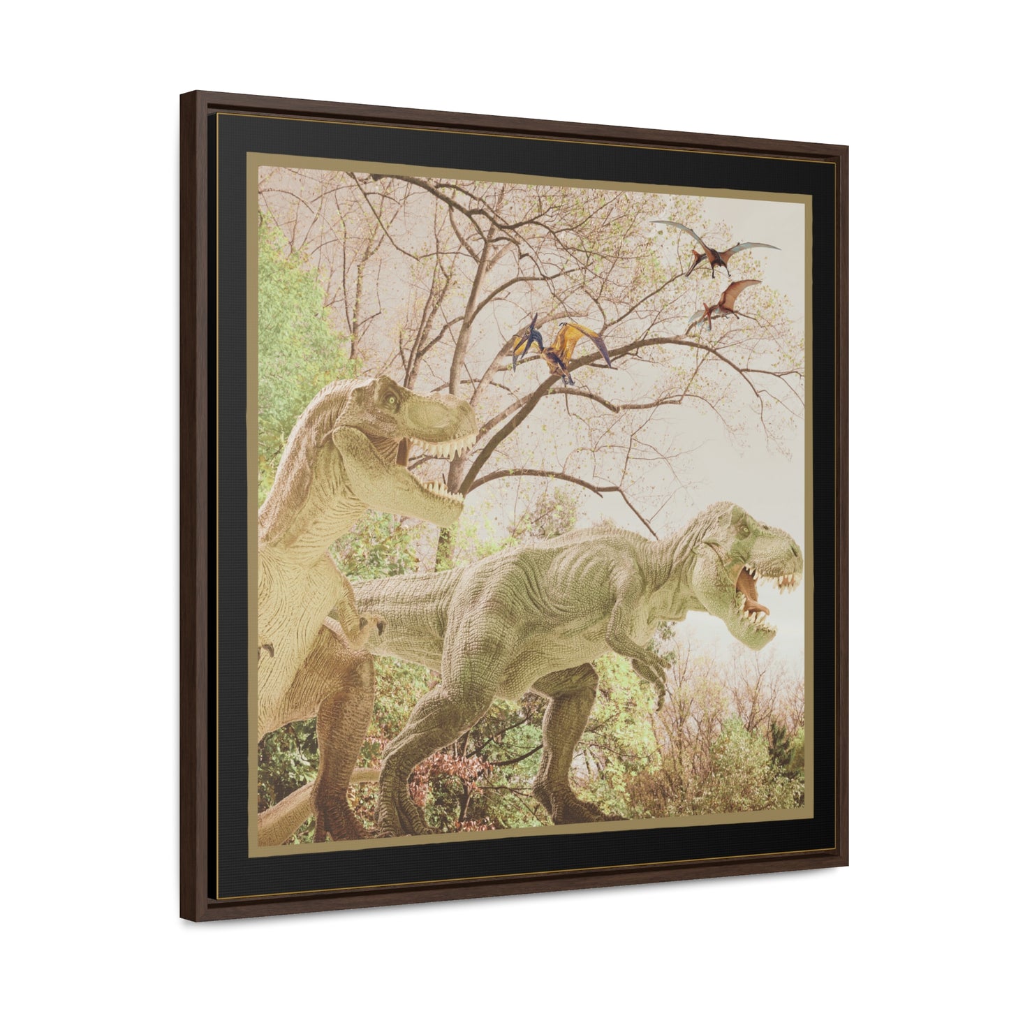 Prehistoric Dinosaurs Framed Canvas