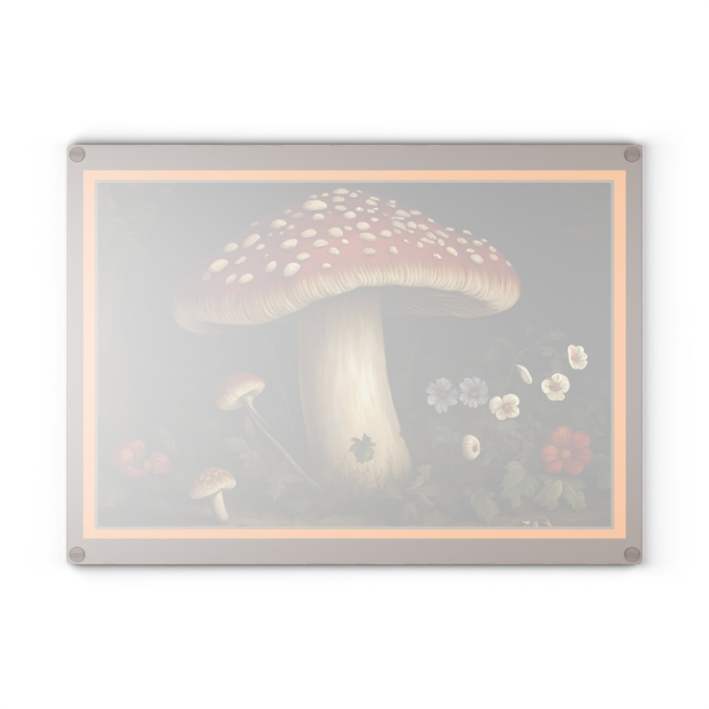 Retro Elegant Mushroom Glass Cutting Board