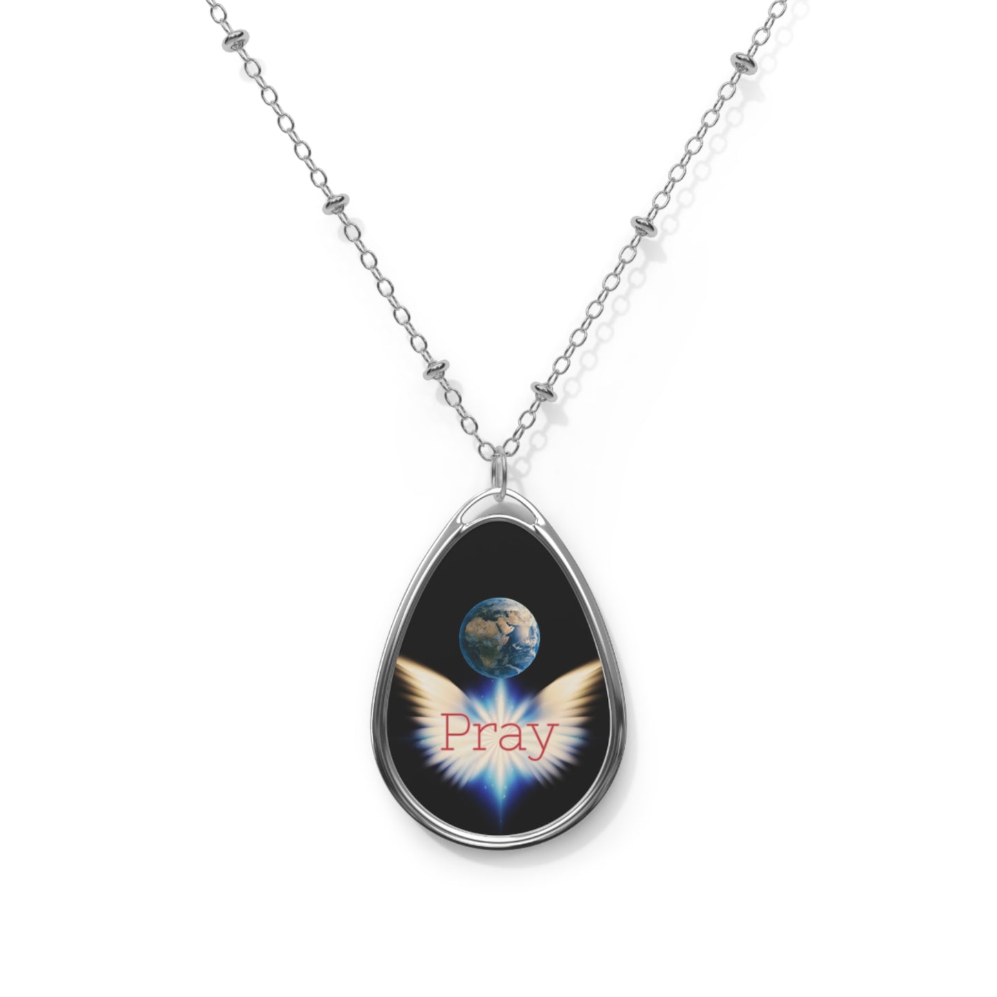 Pray Pendant Oval Necklace