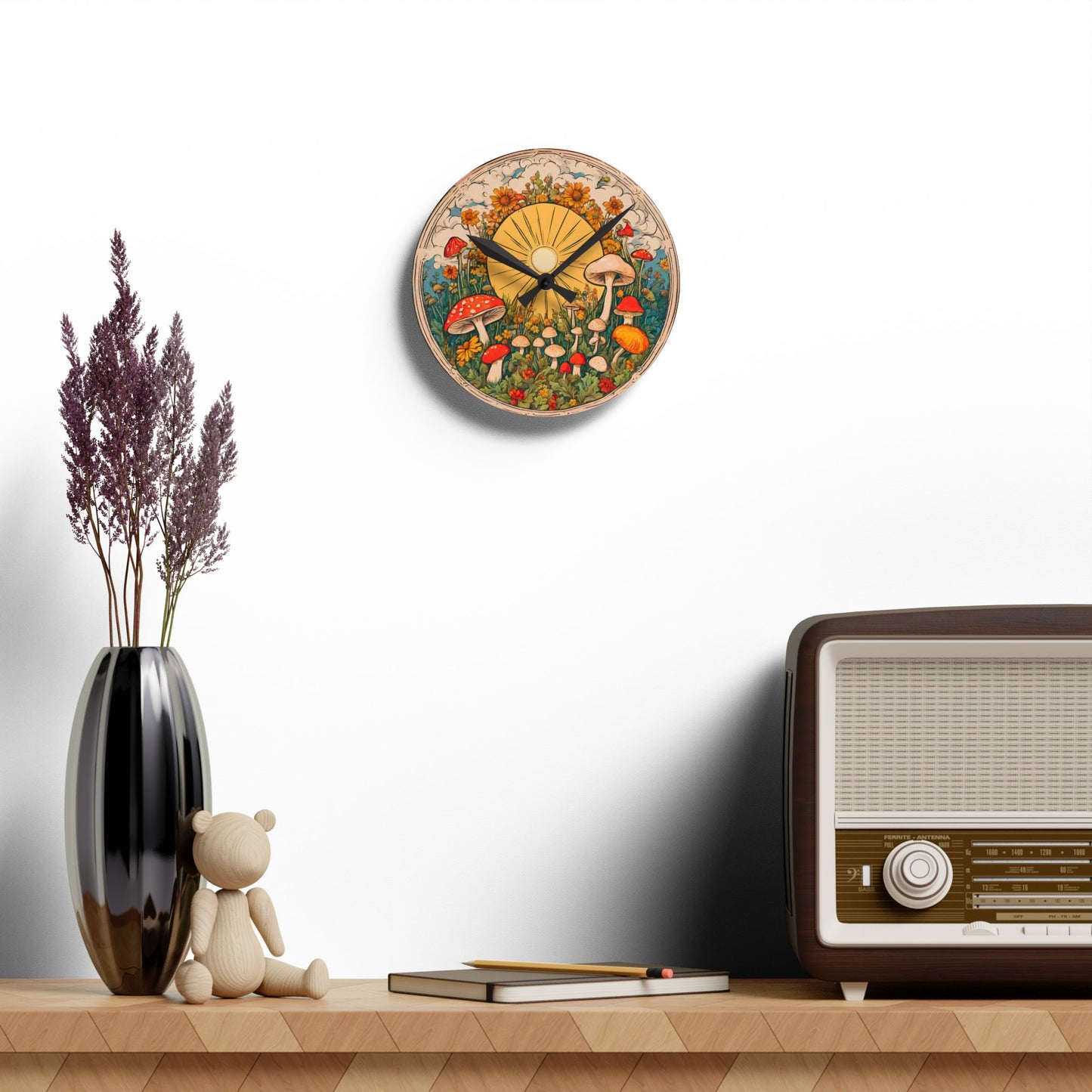 Retro Mushroom Acrylic Wall Clock