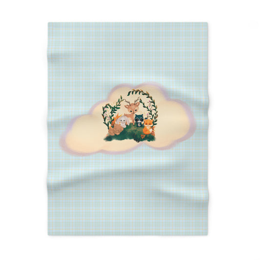 Baby Animal, Cloud, Plaid-Soft Fleece Baby Blanket