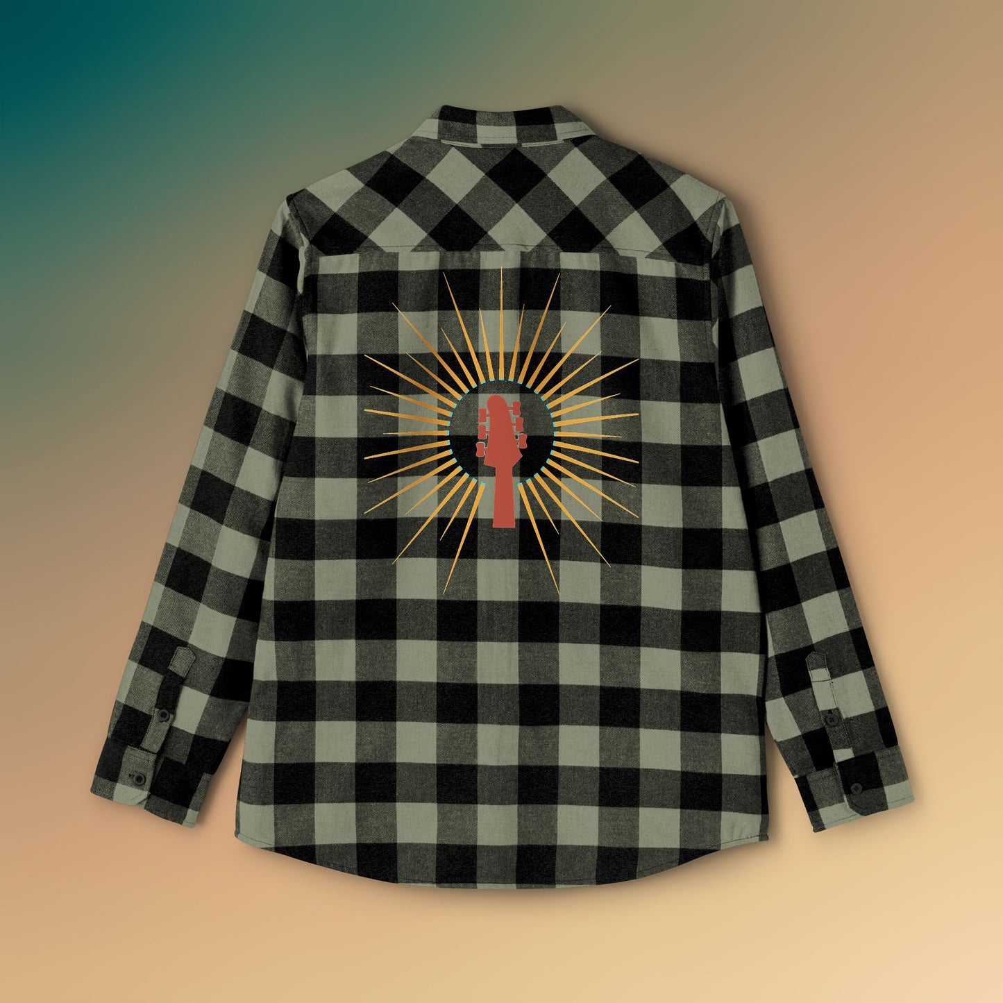 Retro Guitar and Sunshine Unisex Flannel Shirt