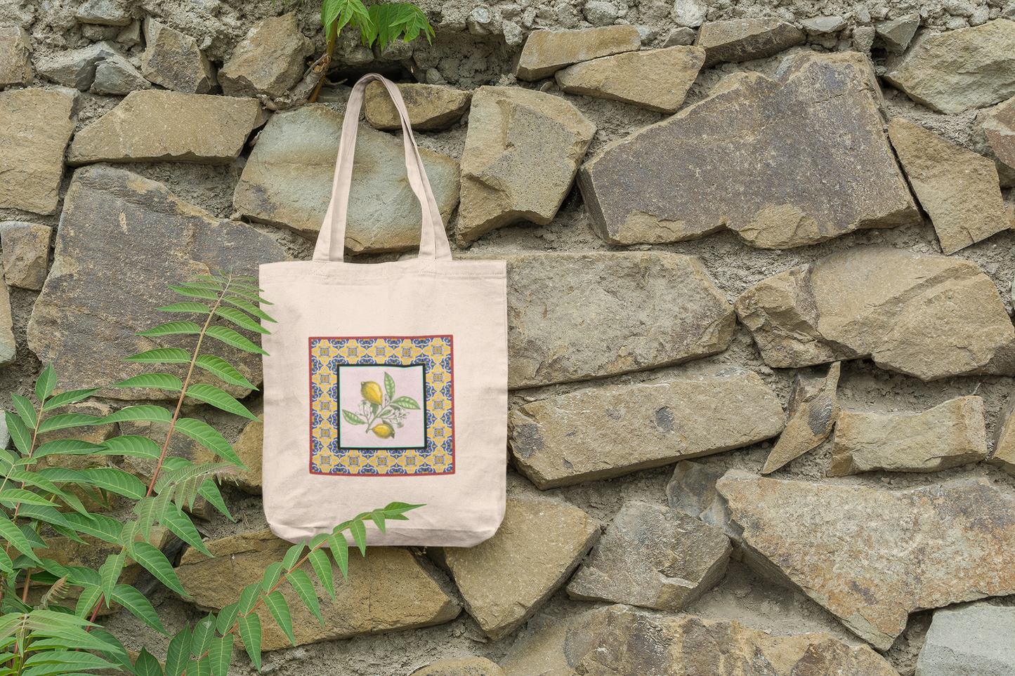 Vintage Lemon Design- Organic Canvas Tote Bag