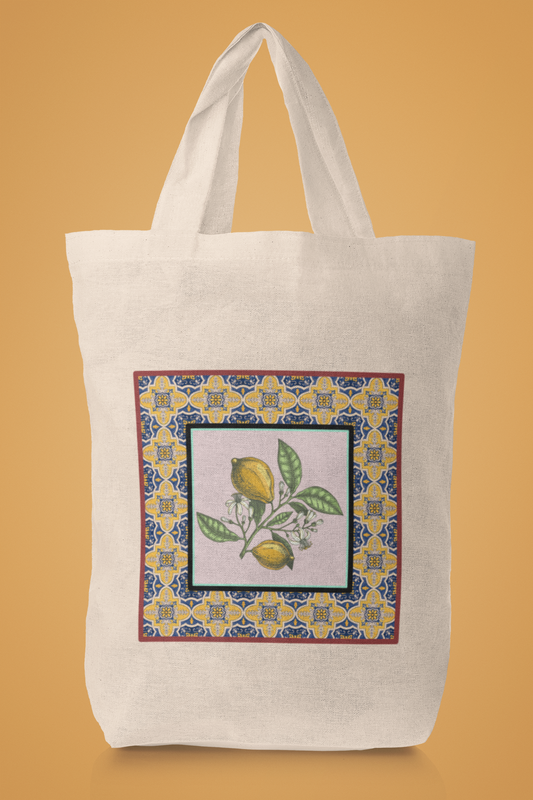 Vintage Lemon Design- Organic Canvas Tote Bag