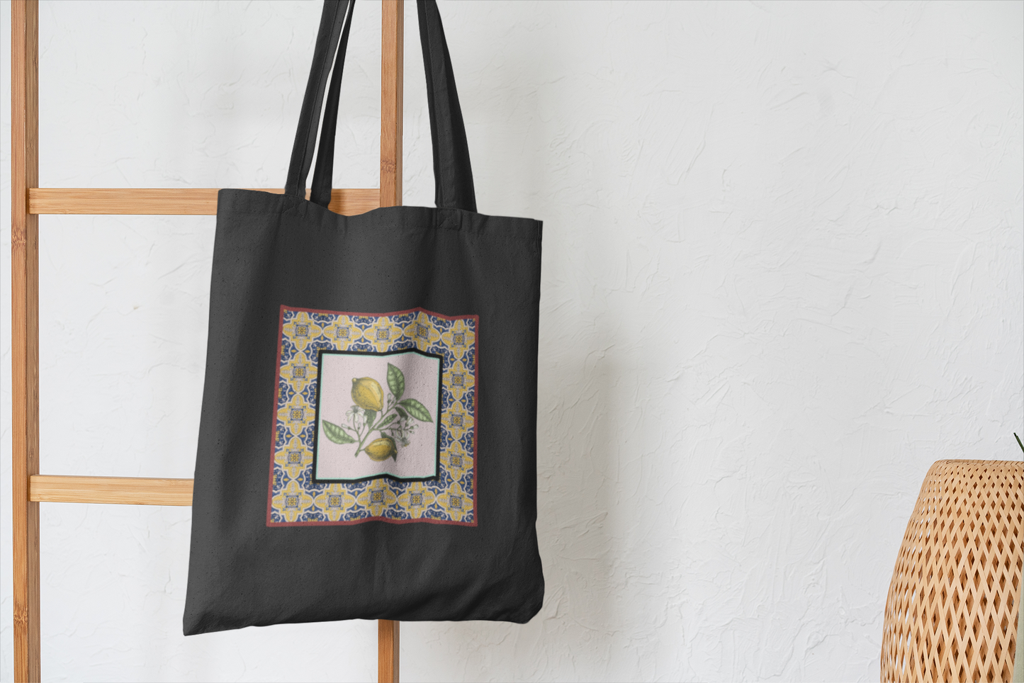 Vintage Lemon Design- Organic Canvas Tote Bag