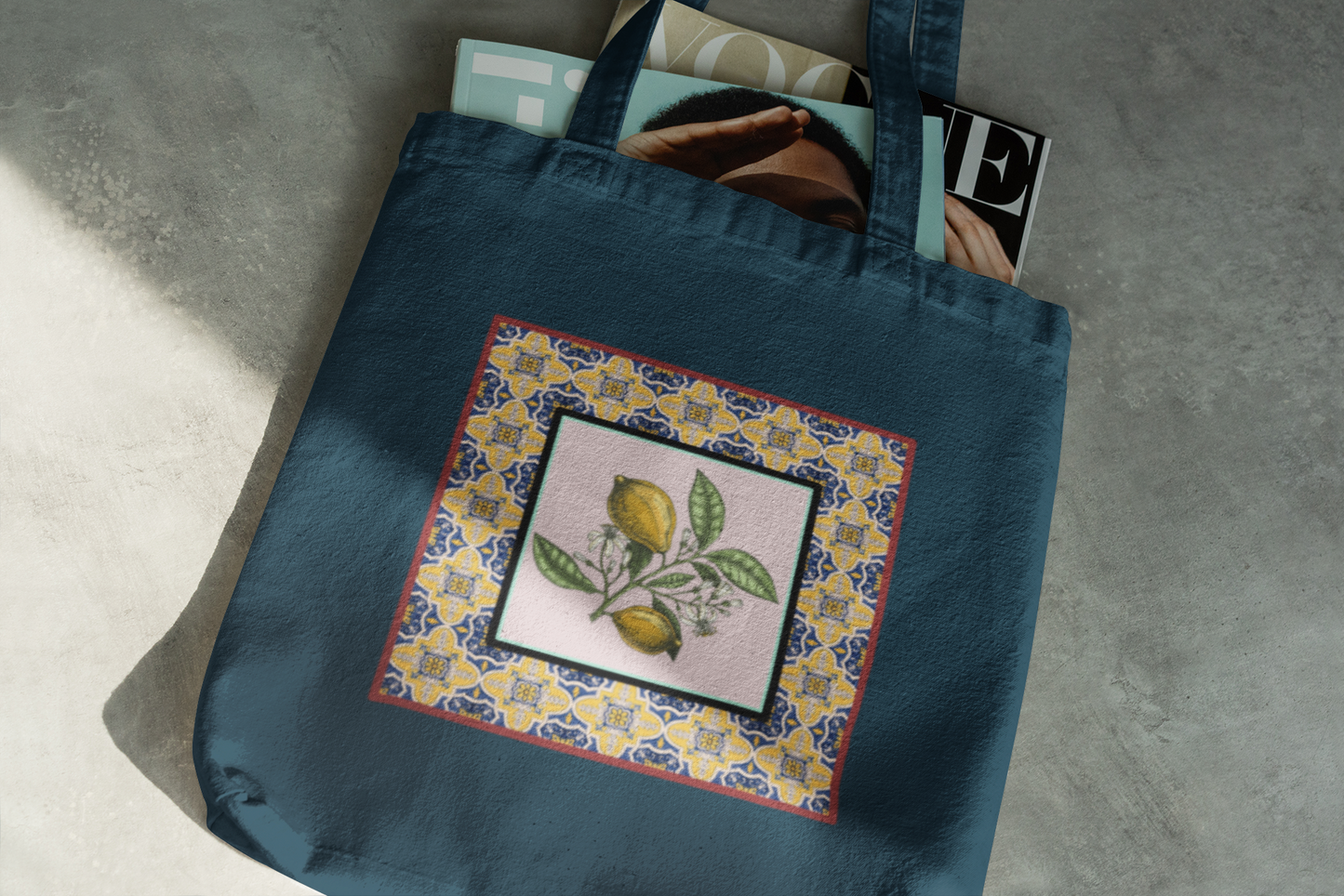 Vintage Lemon Design- Organic Canvas Tote Bag